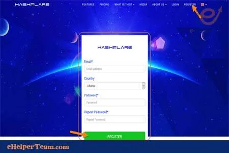 Explain the HashFlare site for the mining Etherum and Bitcoin 2 register Hashflare