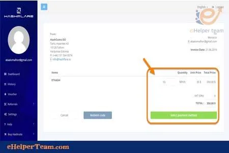 Explain the HashFlare site for the mining Etherum and Bitcoin 6 complete the purchase process