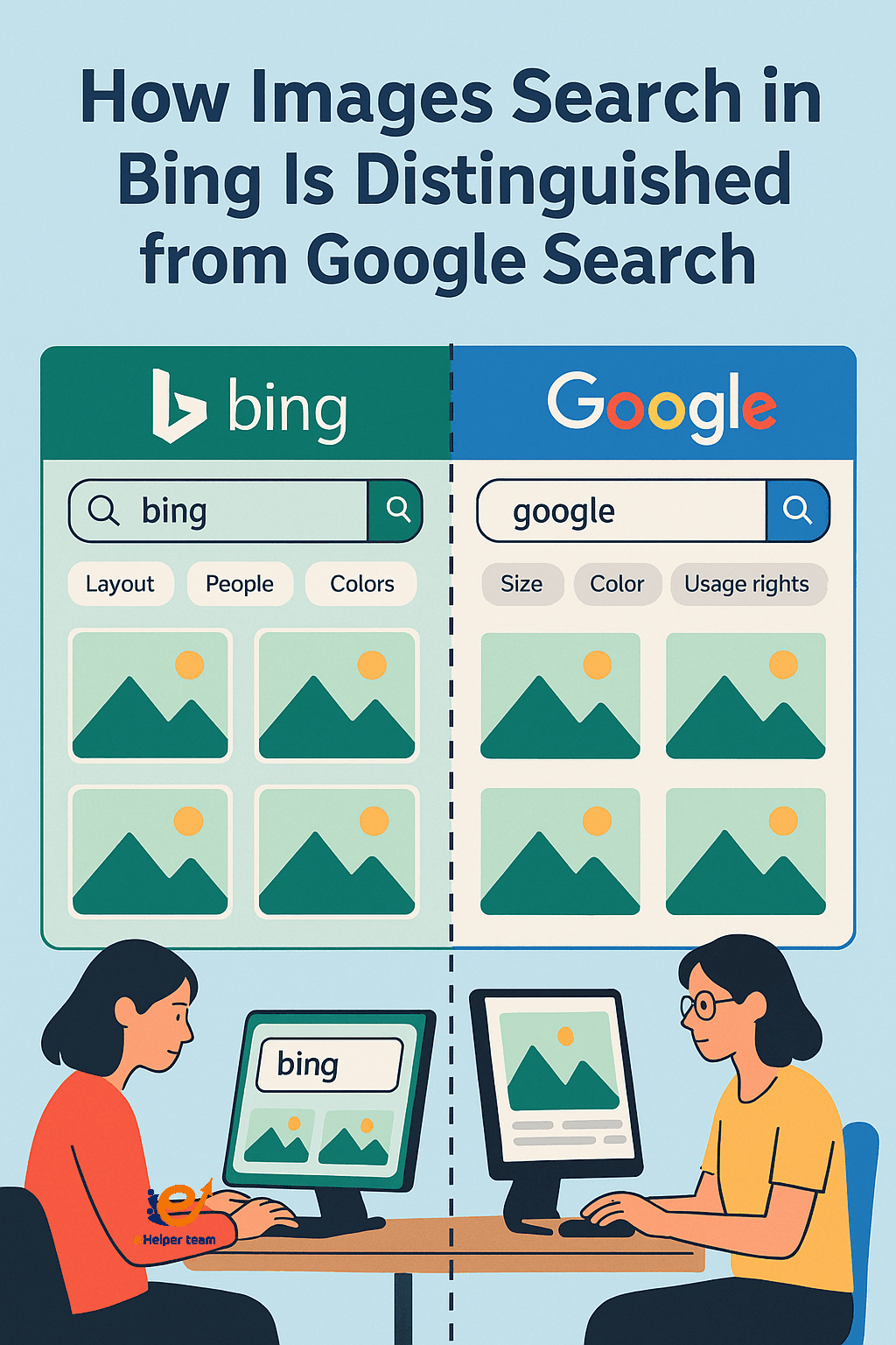 Images search in Bing is distinguished from Google search Images search