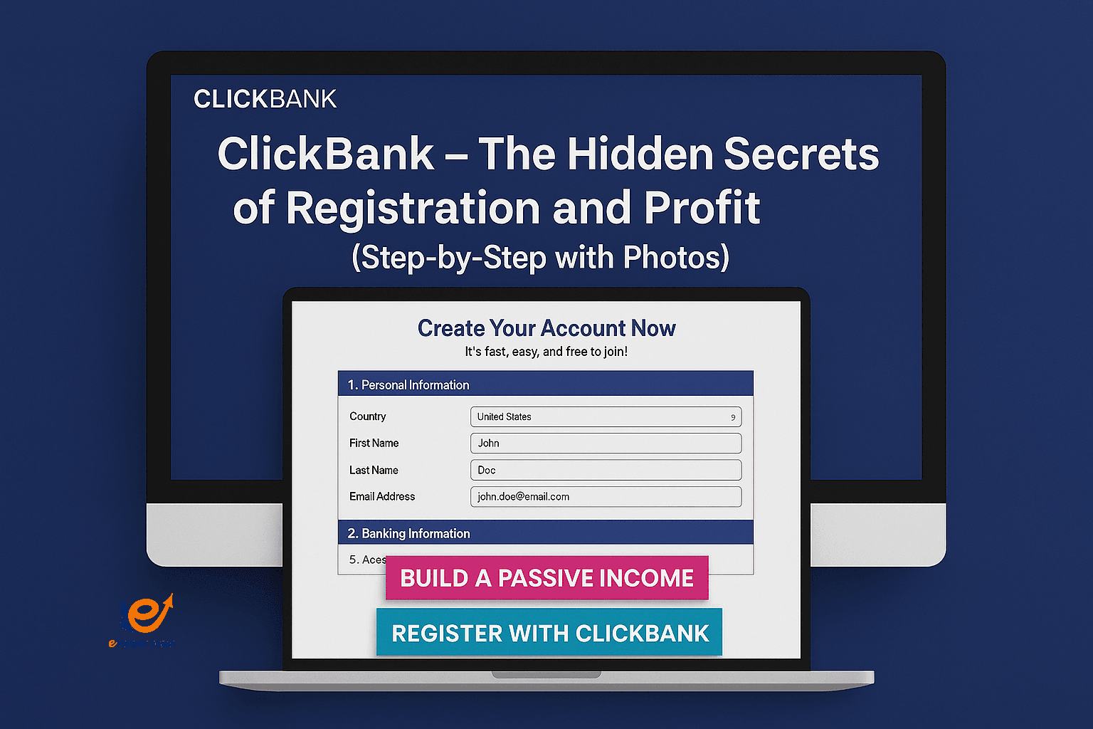 ClickBank the secrets of registration and profit by photo ClickBank