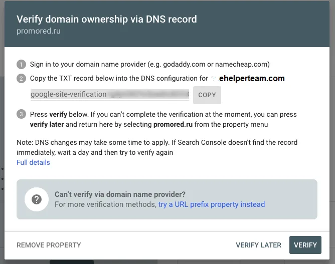 Google search console verify domain property with 12 steps 2 Google search console verify