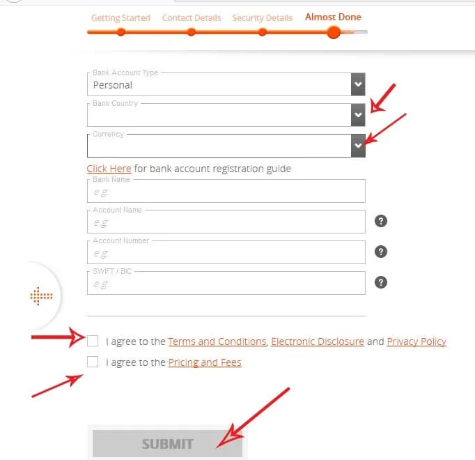 How to create Payoneer account step by step 4 Submit