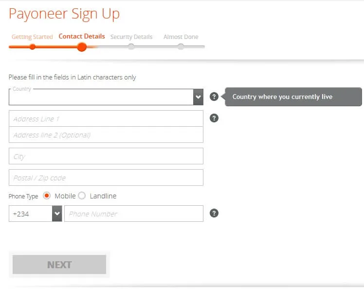 How to create Payoneer account step by step 3 Sign Up