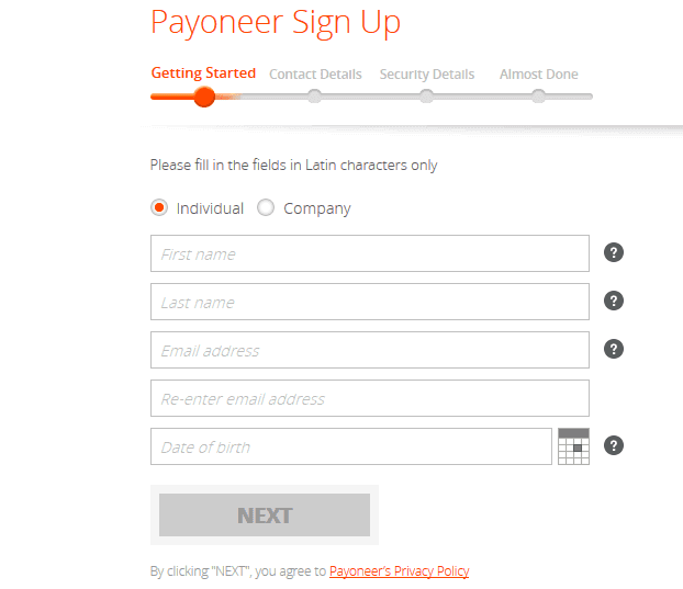 How to create Payoneer account