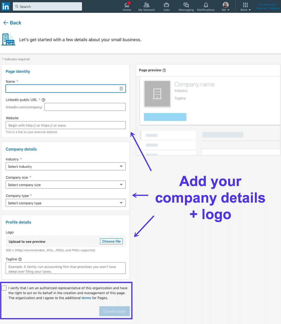 Creating a LinkedIn company page