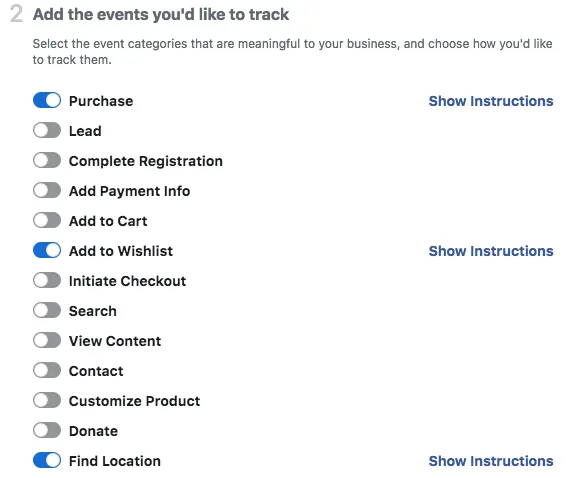 How to create a pixel in facebook by 5 steps 8 Track the right business activities