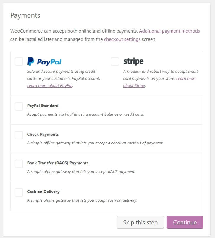 Choose a method of payment (PayPal is advisable)