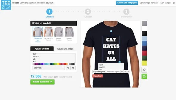 Teezily website Specializing in T-shirt design 4 Teezily website
