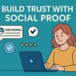 How to Use Social Proof Ecommerce: Build Trust & Sales 7 A flat style digital illustration titled BUILD TR